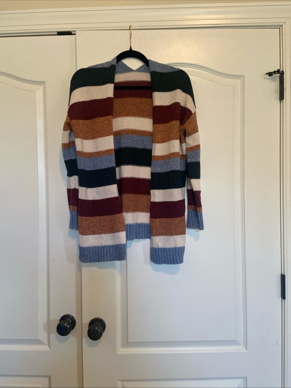 American Eagle Outfitters Multicolor Striped Open-Front Cardigan